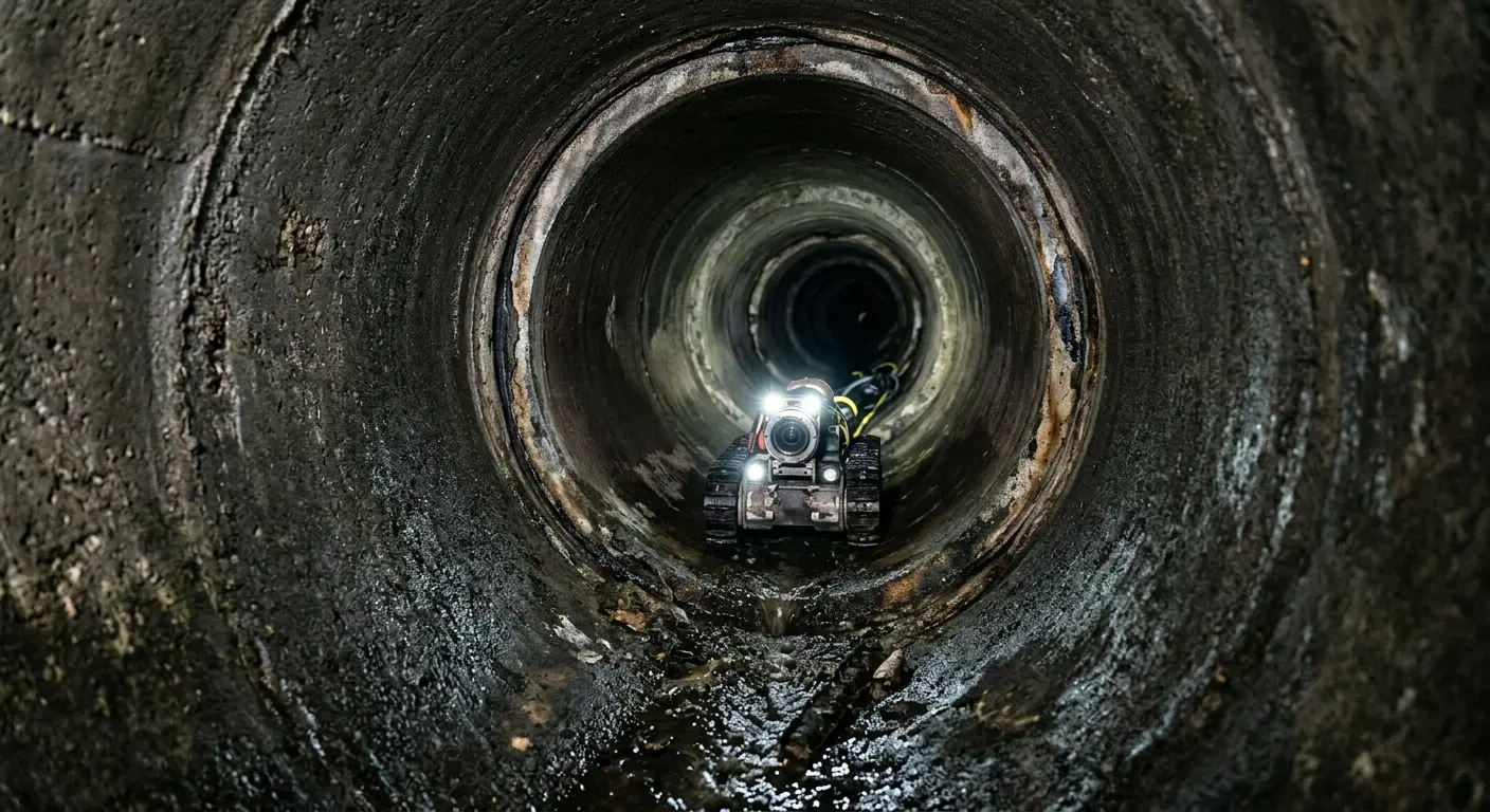Robotic sewer camera inspecting pipe interior for Sewer Line Repair in Wooster
